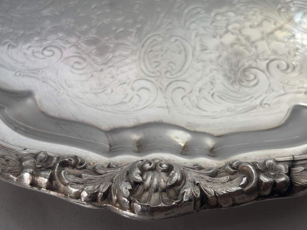 Lot of 2 Vintage Silverplated Footed Trays CASTLETON 4810 and POOLE 3209