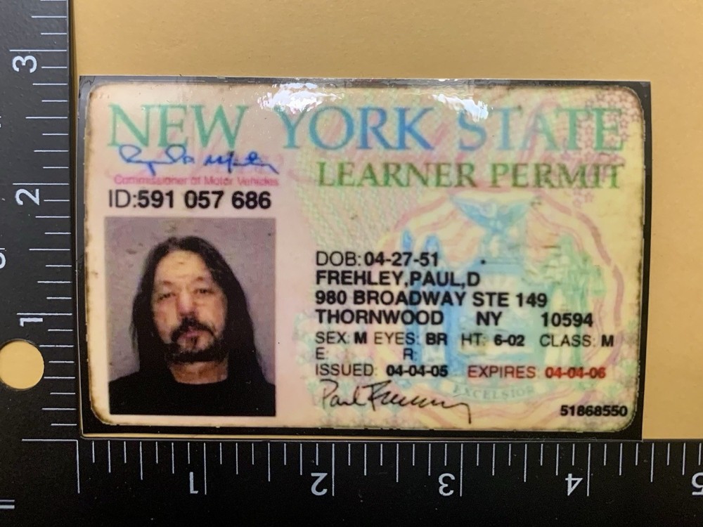 ACE FREHLEY Kiss VINTAGE LOOK Glossy Decal/Sticker NEW YORK DRIVERS LICENCE 4x3
