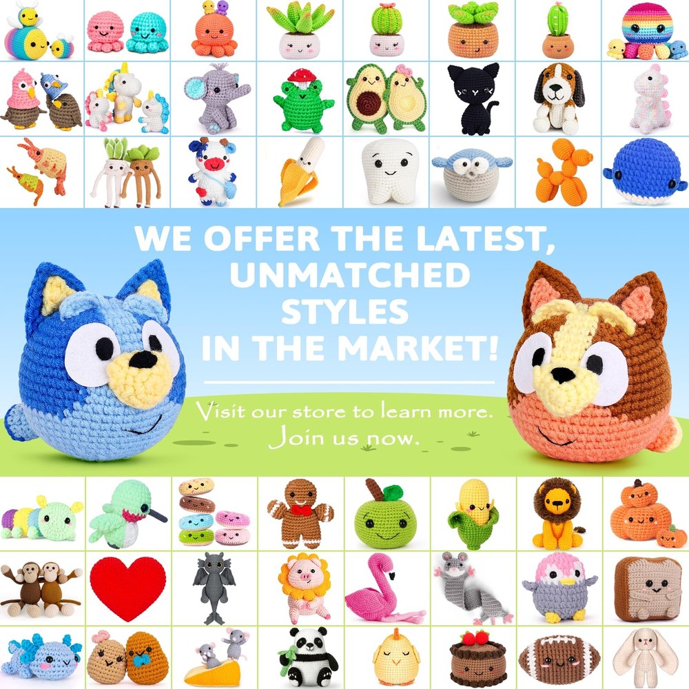 Bluey Crochet Kit for Beginners, with Step-by-Step Video Tutorials (2 Pack)