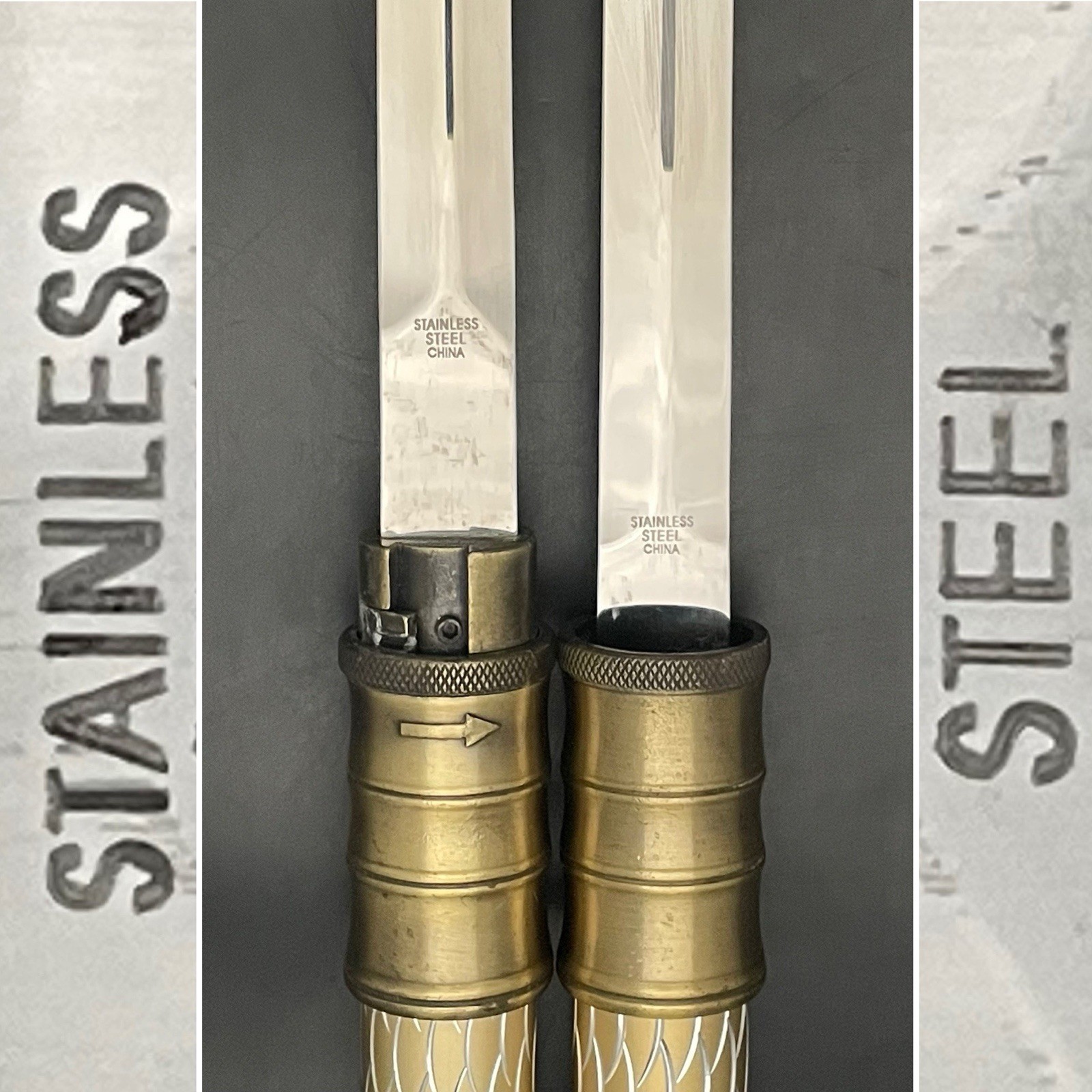 Defender 24.5" Fantasy Stainless Steel & Brass Dual Short Swords/Escrima Stick