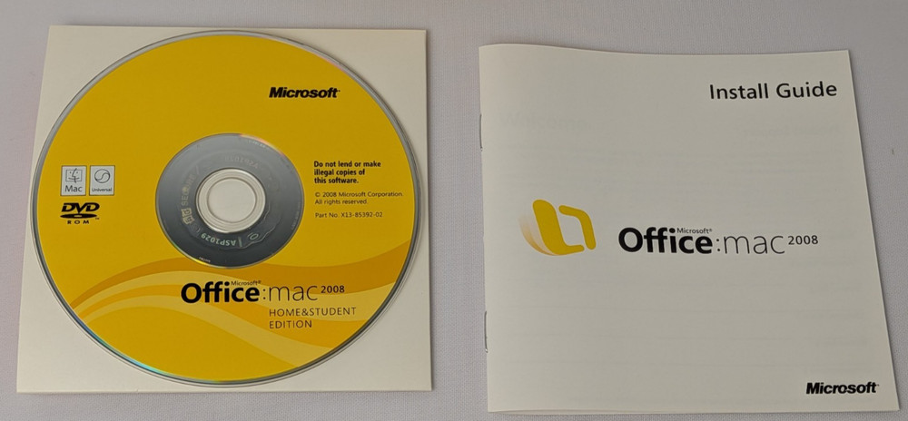 Microsoft Office 2008 for Mac - Home & Student Edition Retail - CD & Serial No