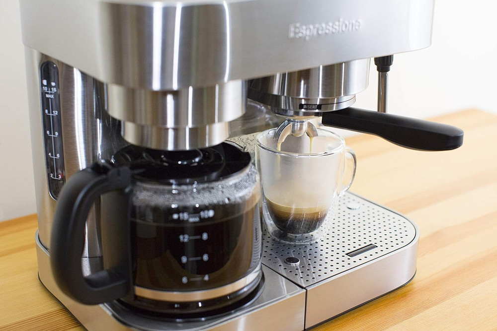 Combination Stainless Steel Espresso + Coffee Maker, 10 Cups