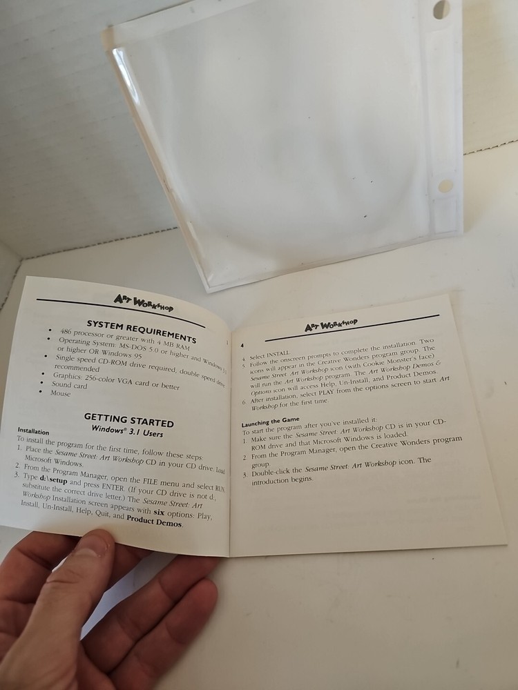 Seasame Street Art Workshop Users Guide CD ROM