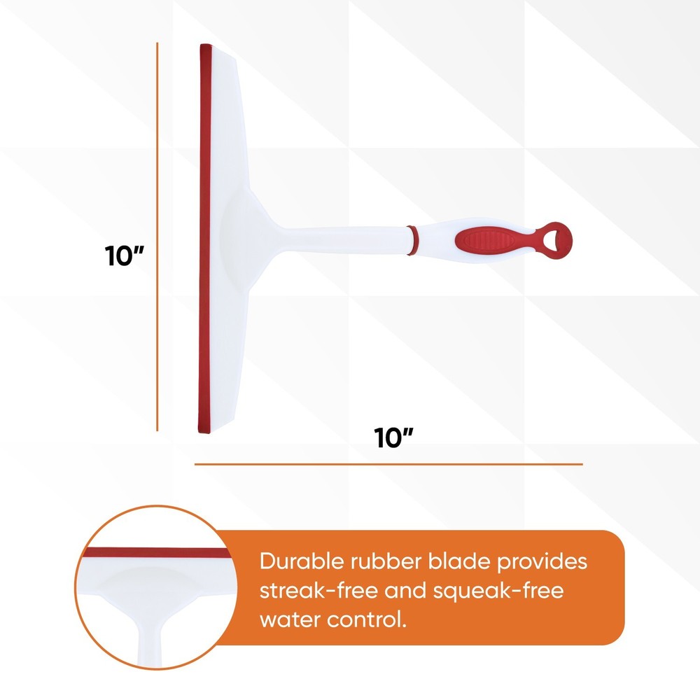 Superio 10" Window Rubber Squeegee with Hanging Loop, 2 pack Red and Grey