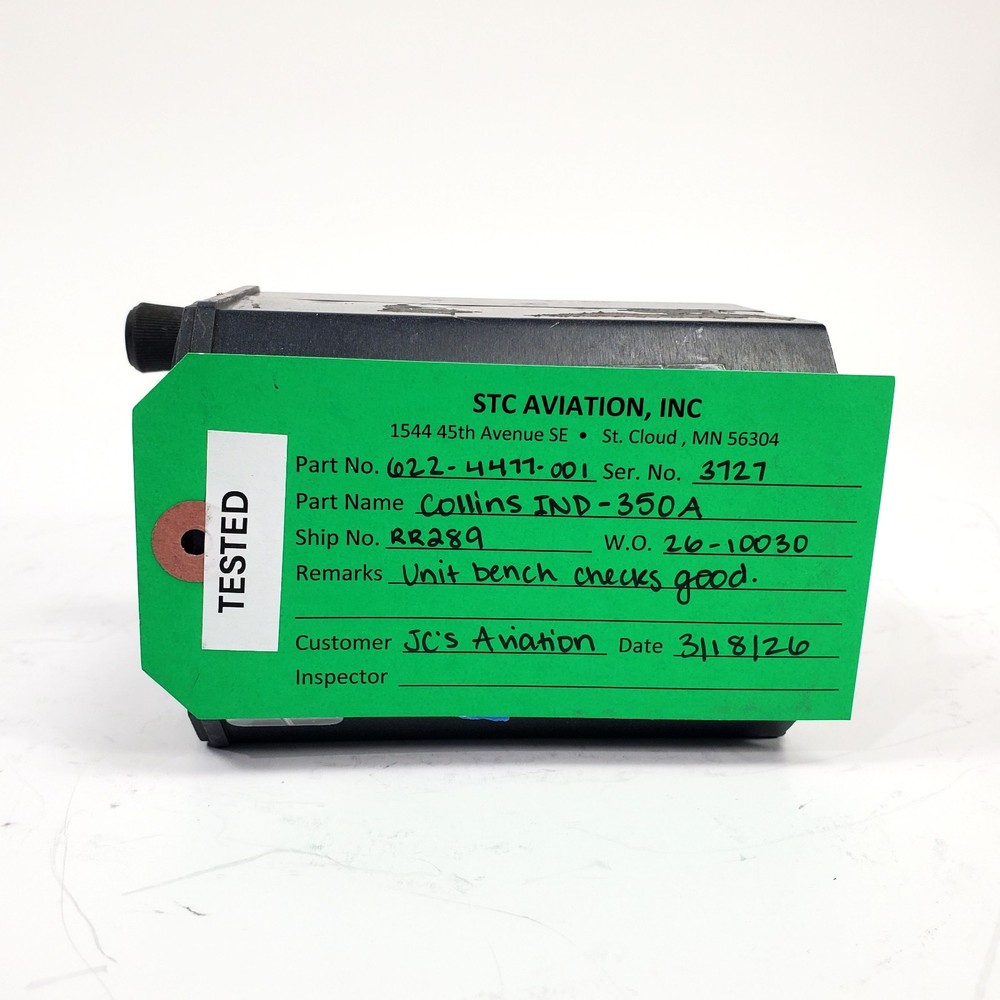 Collins IND-350 Indicator 622-4477-001 - Tested Working