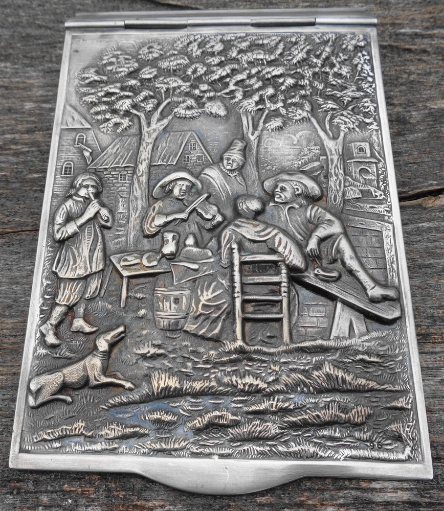 Vintage Danish Silverplate Repousse Notepad Holder