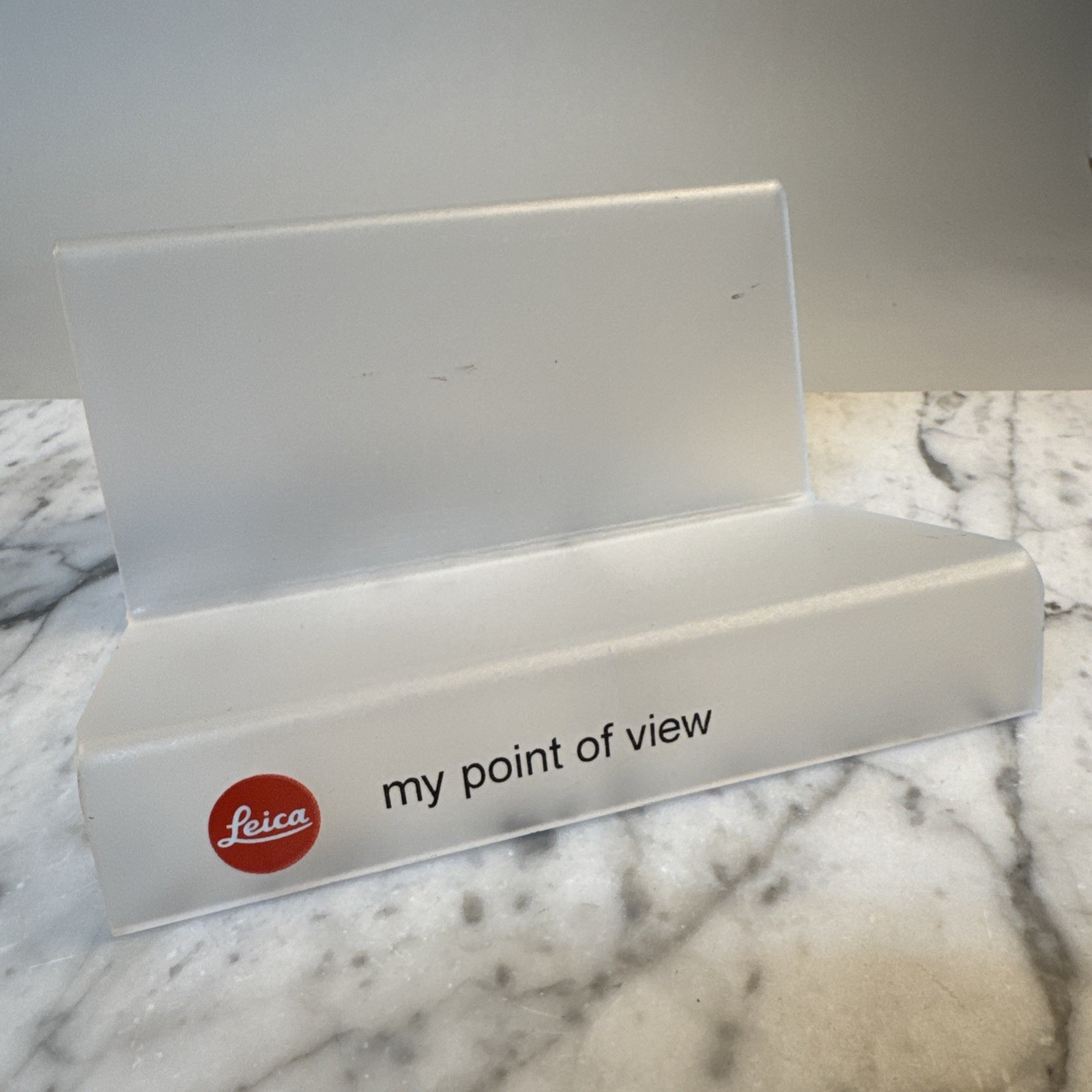 1988 Leica “My Point of View” Frosted Camera Display Stand 6”