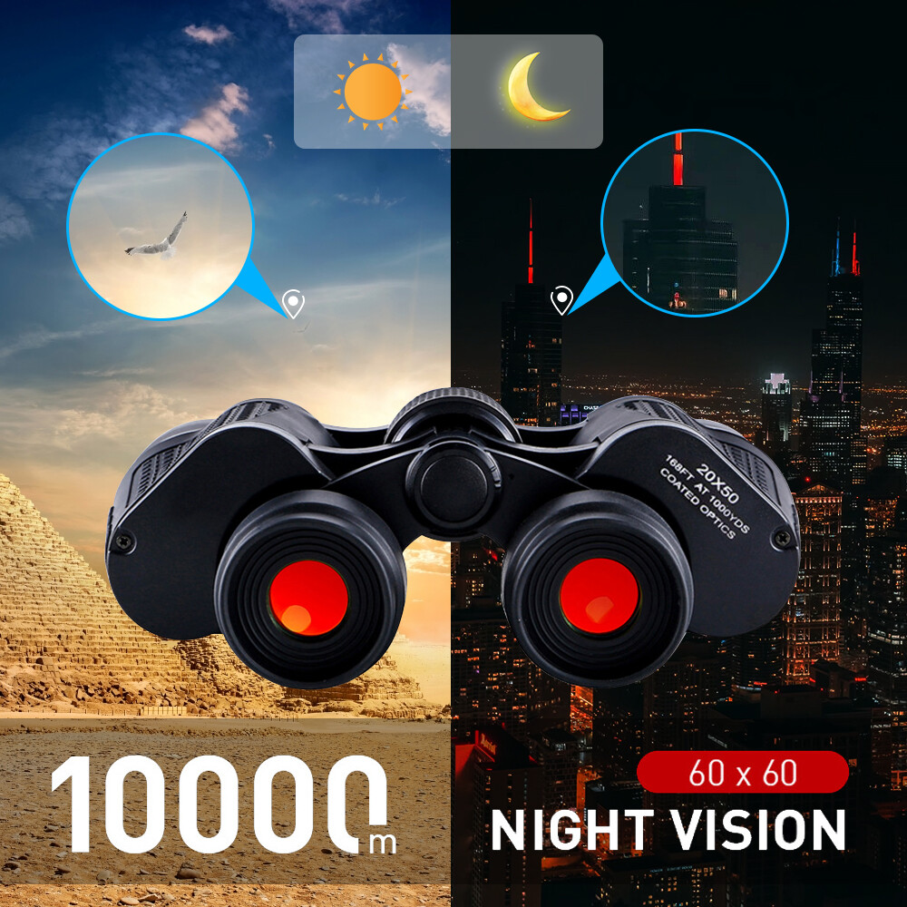 100X180 Zoom Binoculars Day Night Vision BAK4 Prism High Power Waterproof + Case
