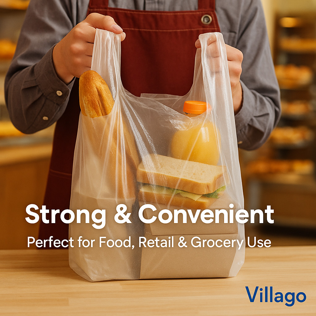 Bags 1/6 Large 21 x 6.5x11.5 Clear .51 Mil T-Shirt Plastic Grocery Shopping Bags