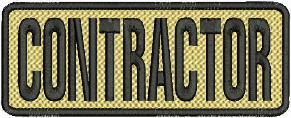 Contractor embroidery patch 3x8 inches hook tan/ black