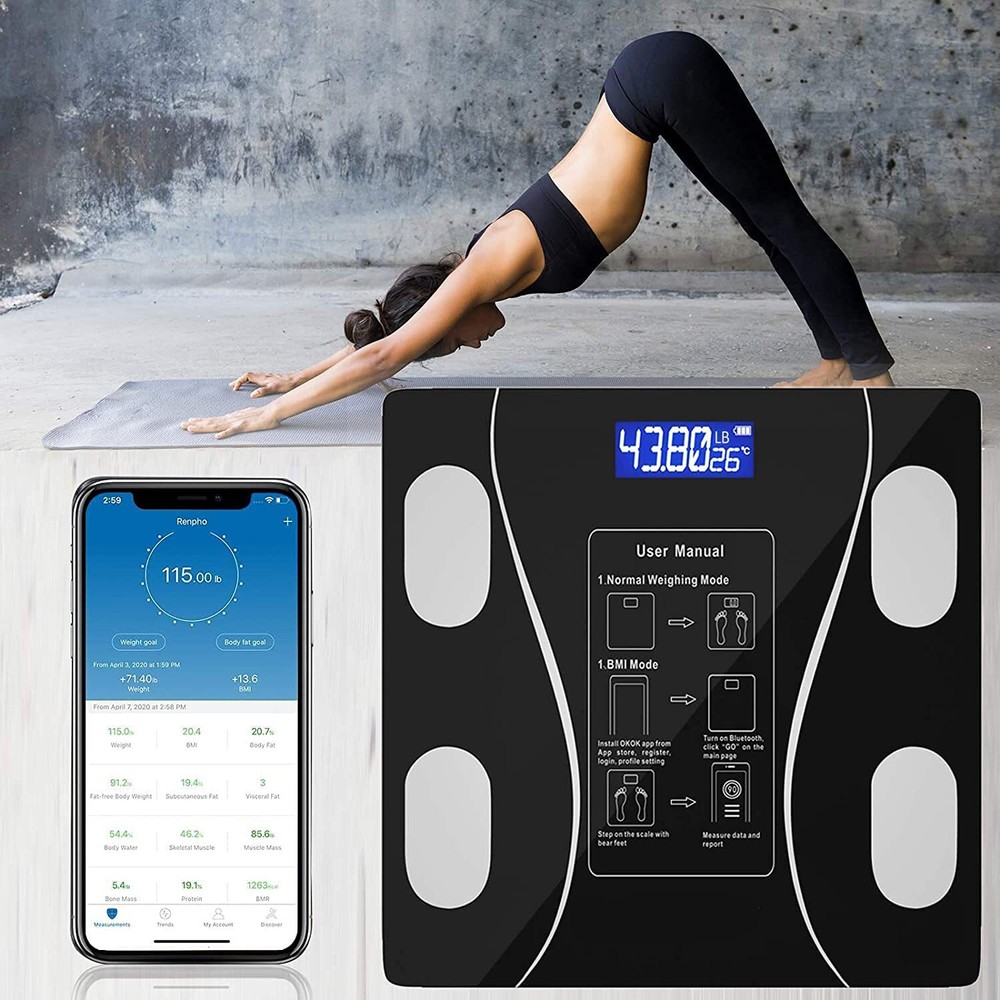Smart Weight Scale Body Digital Bathroom Scale BMI Bluetooth Body Fat Scale US