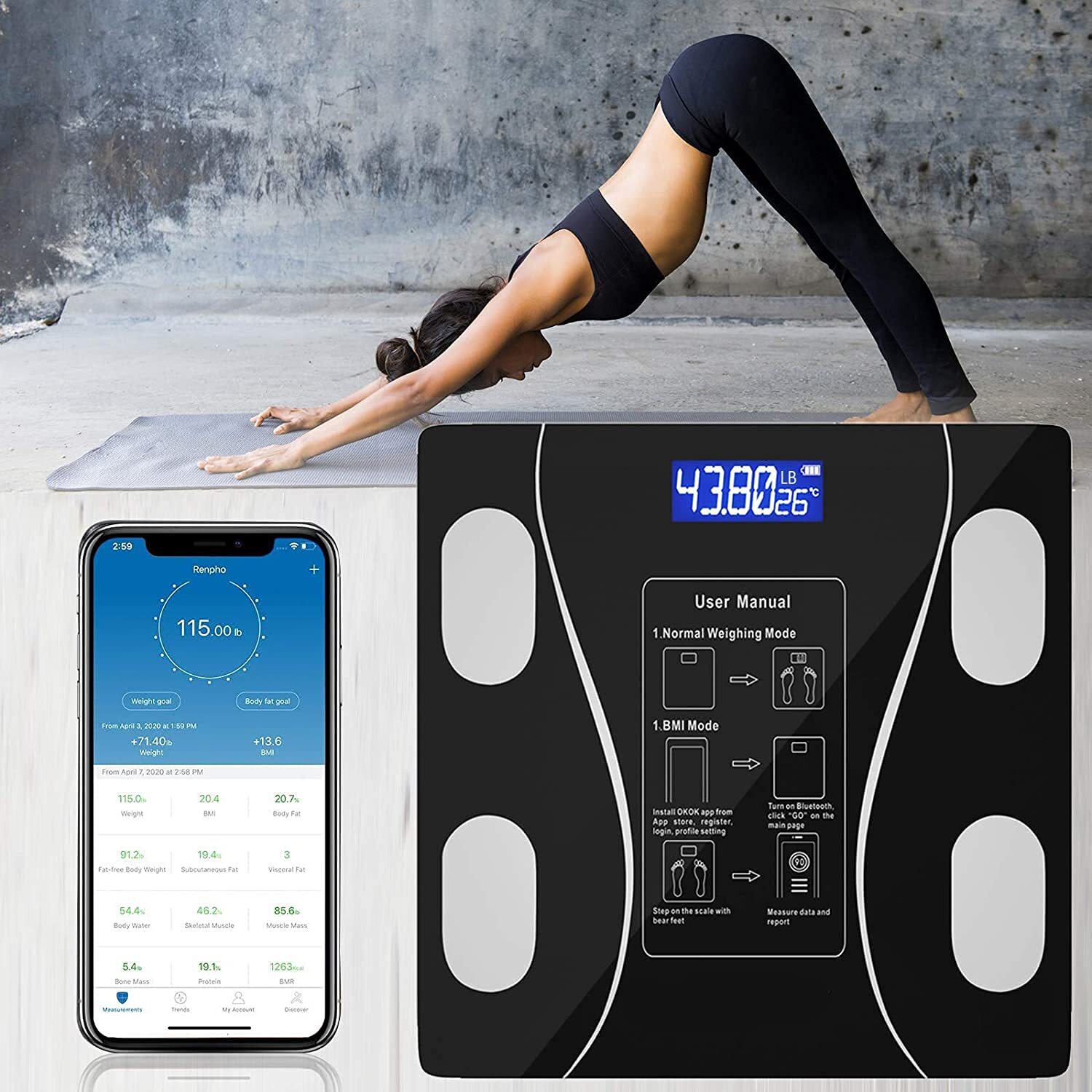 Smart Weight Scale Body Digital Bathroom Scale BMI Bluetooth Body Fat Scale