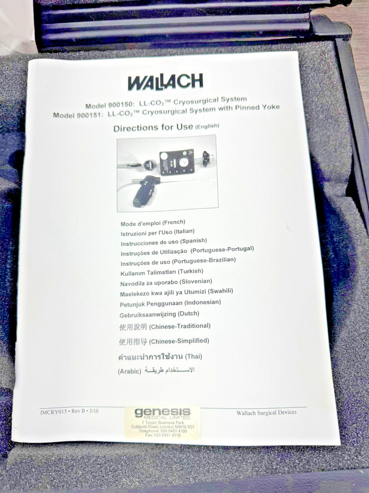 Wallach 900151 LL-CO2 Cryosurgical System with tips
