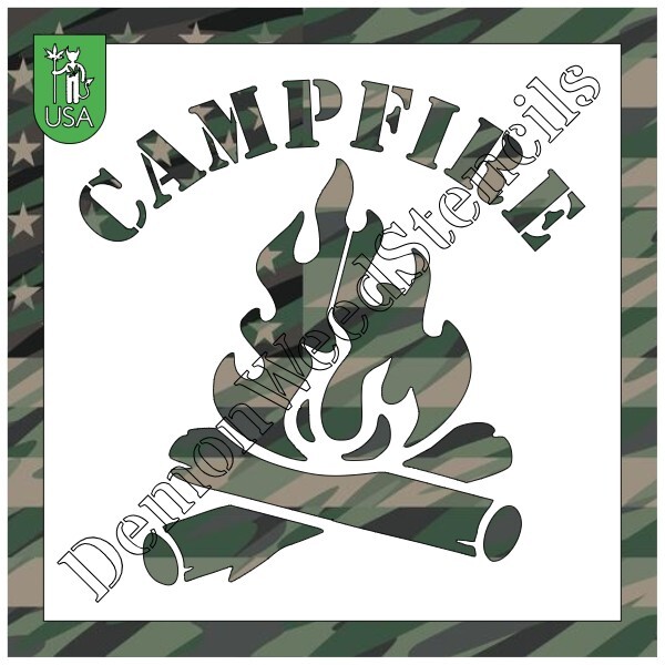 8"x8" Clear Plastic Stencil - Campfire (MCA105) (.007")