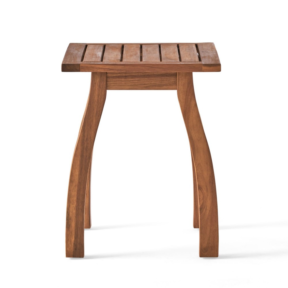 Outdoor Acacia Wood Square End Table, Teak