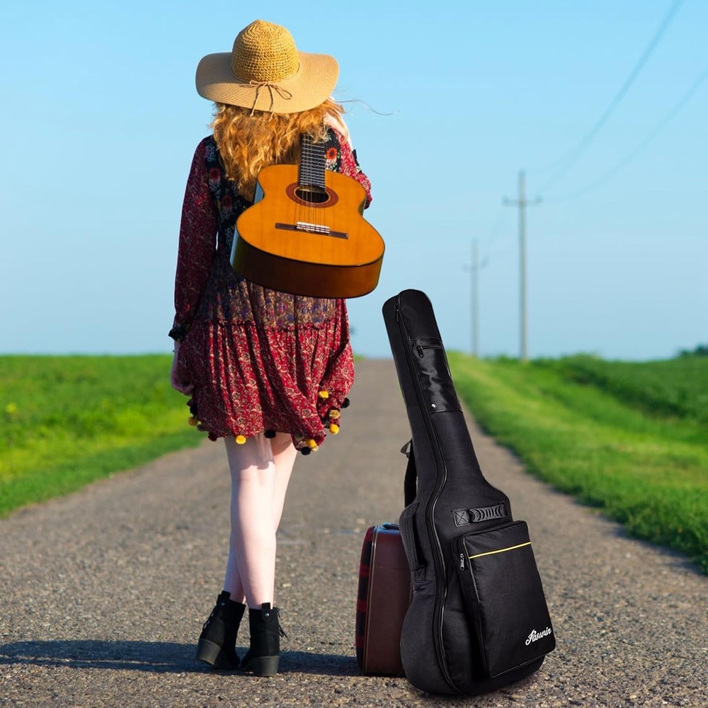 Rugged Acoustic Guitar Gig Bag with Protective Padding & Multiple Compartments