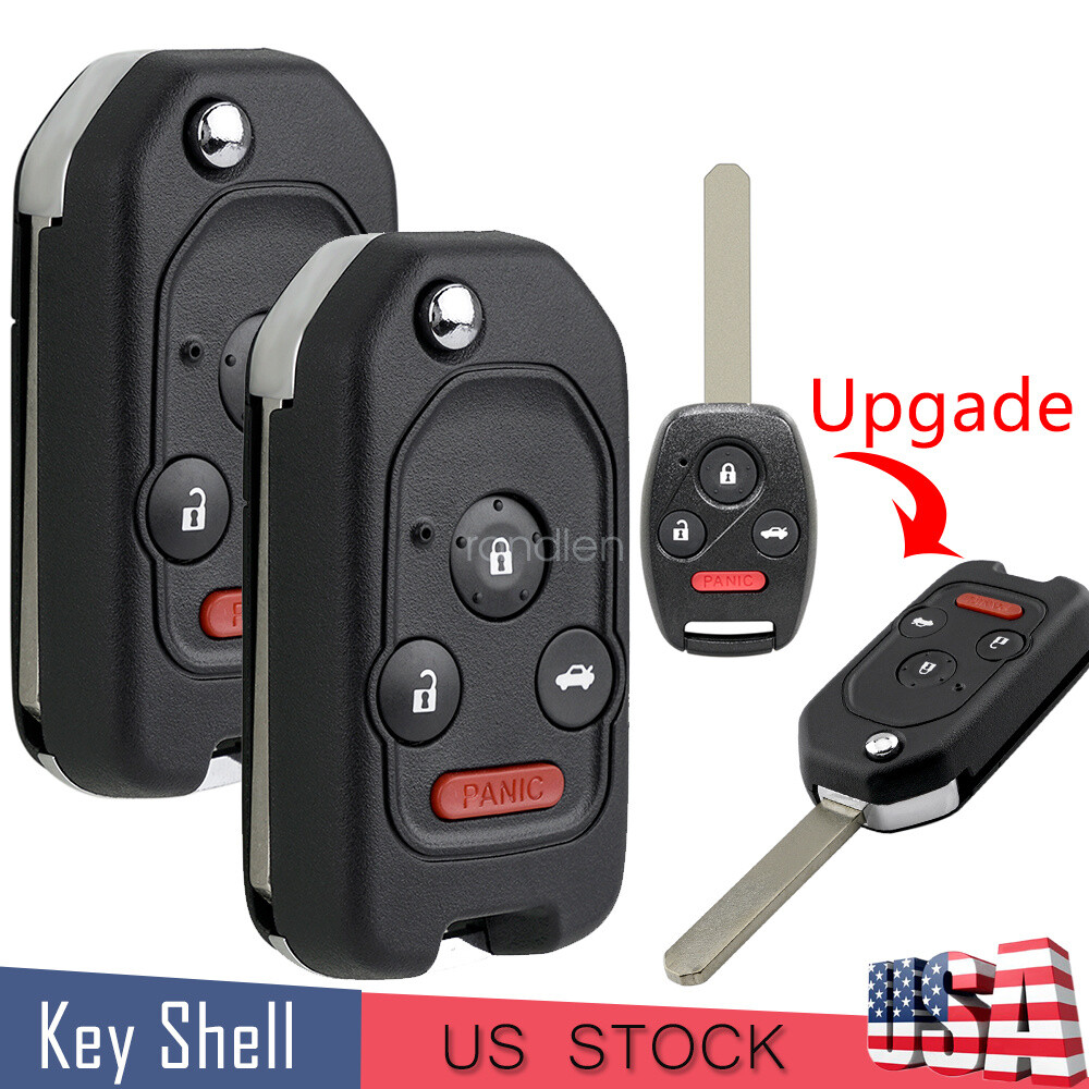 2 4B Flip Key Case Upgrade for Honda Accord Civic CRV 2006-2013 Remote Fob Shell