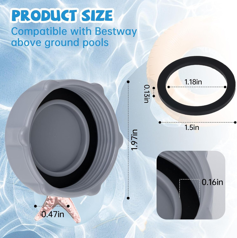 Replacement Drain Valve Cap Compatible with Bestway Pool, Heavy Duty Drain Cap,