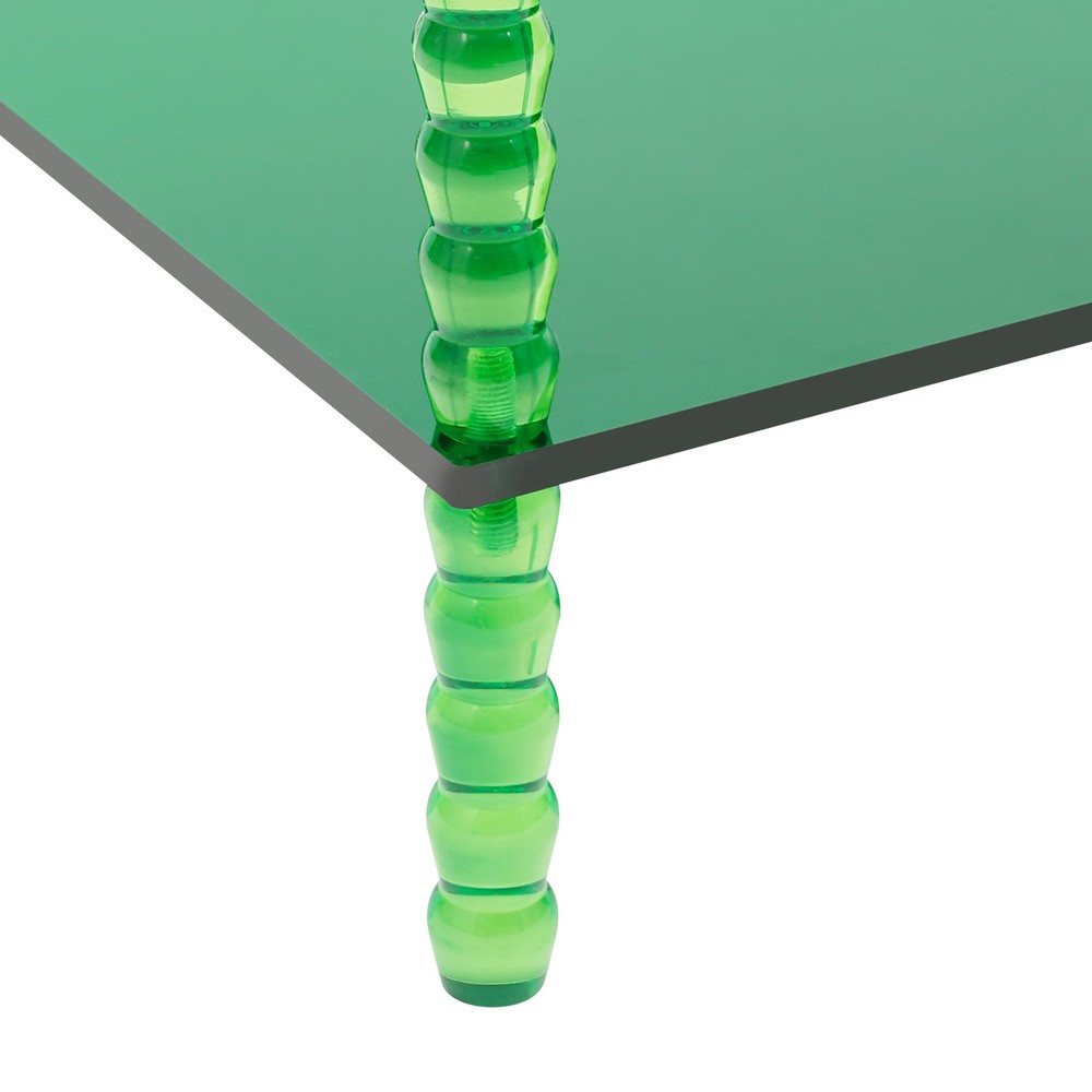 Grass-green Acrylic Side Table, End Table With Storage, Nightstand For Bedroom
