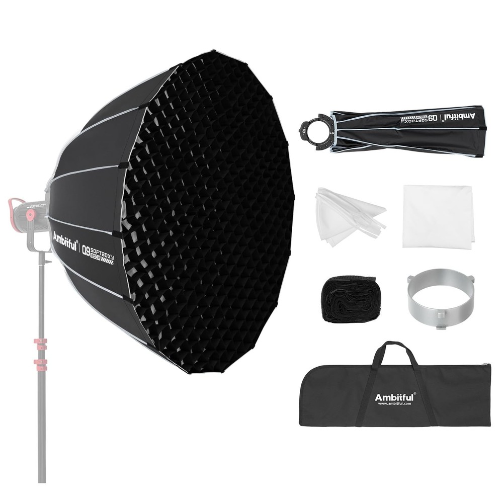 35.4" Quick Release Parabolic Softbox with 2 Diffusers & Honeycomb Grid, Carry B