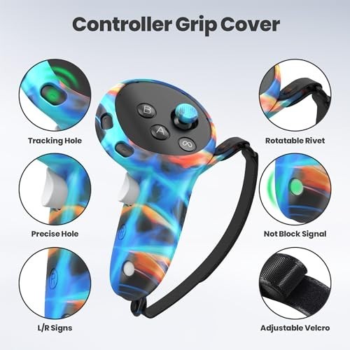 Silicone Face Cover & VR Shell for Meta Quest 3, Touch Controller Grips, Joystic