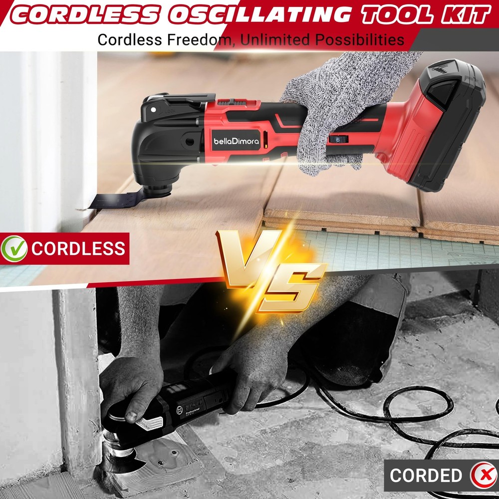 Cordless Oscillating Multi Tool Compatible with Milwaukee 18V Red