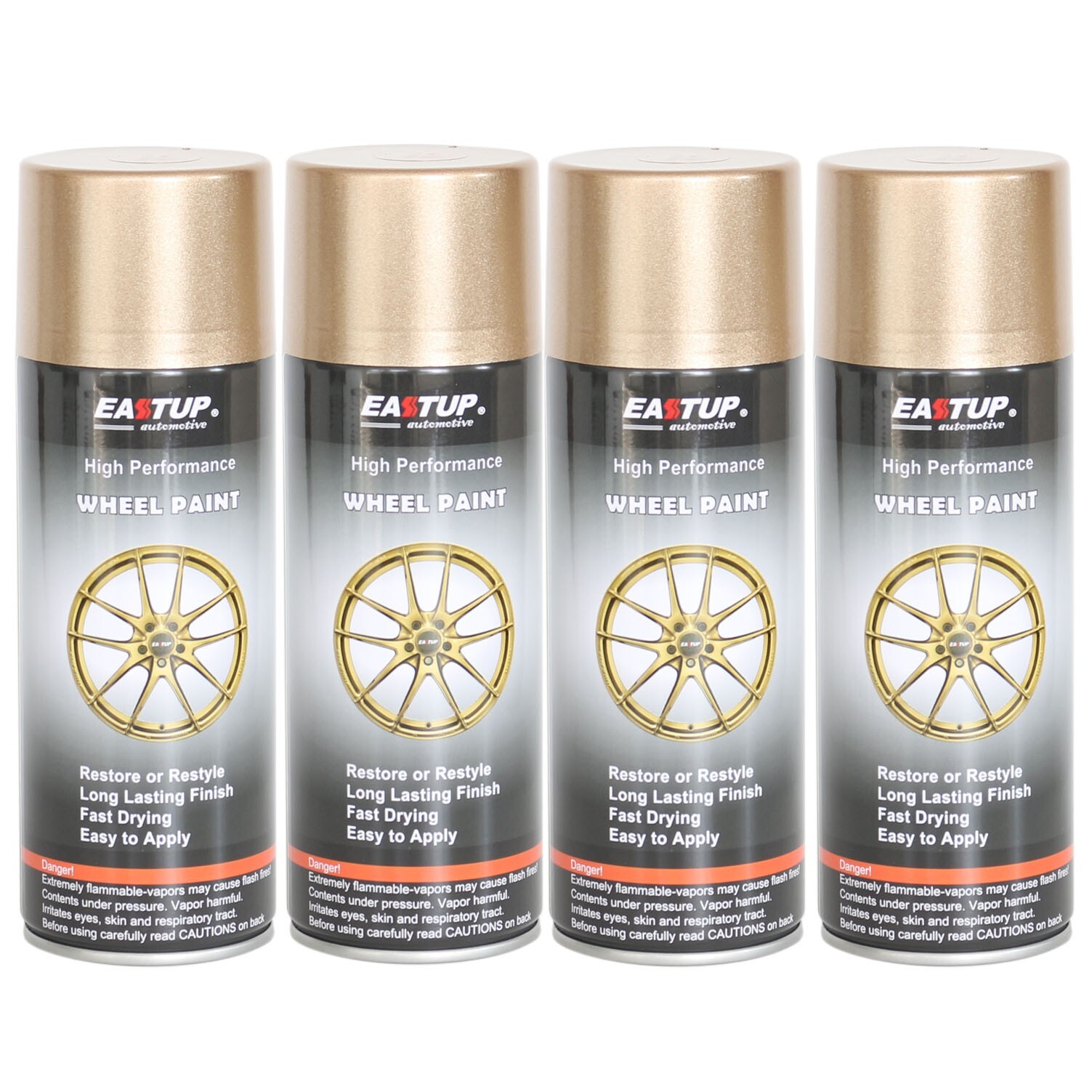 4 Cans Metallic Gold Acrylic Car Wheel n Paint-Brilliant Finish High Durability