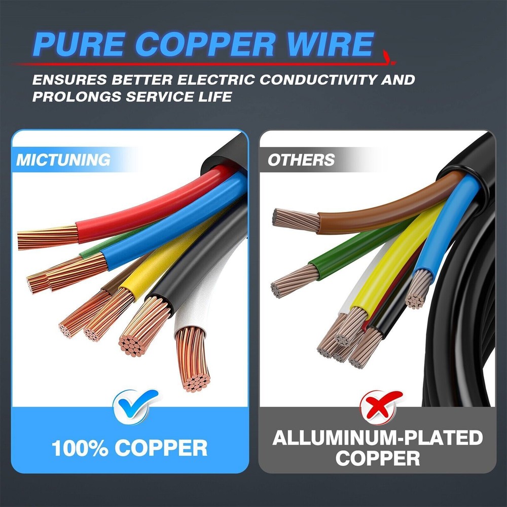 7-Way Plug Trailer Extension Cord, Inline Junction Box & Tail Light Wire Harness