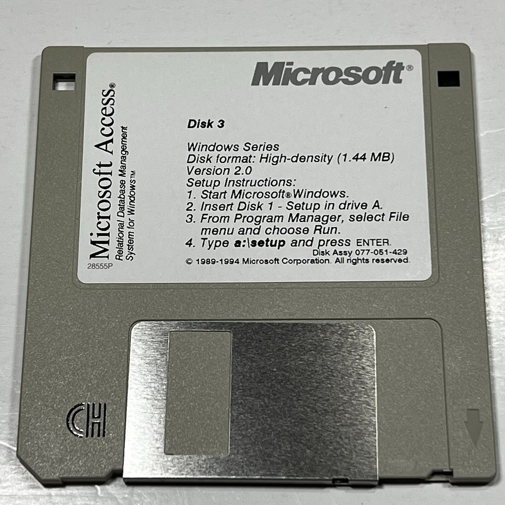 Microsoft Access Version 2 Windows 3.5” Floppy Disc 1994