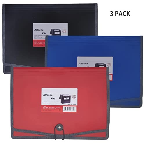 Premium Quality Plastic Expanding File Folder Document Red/Blue/Black