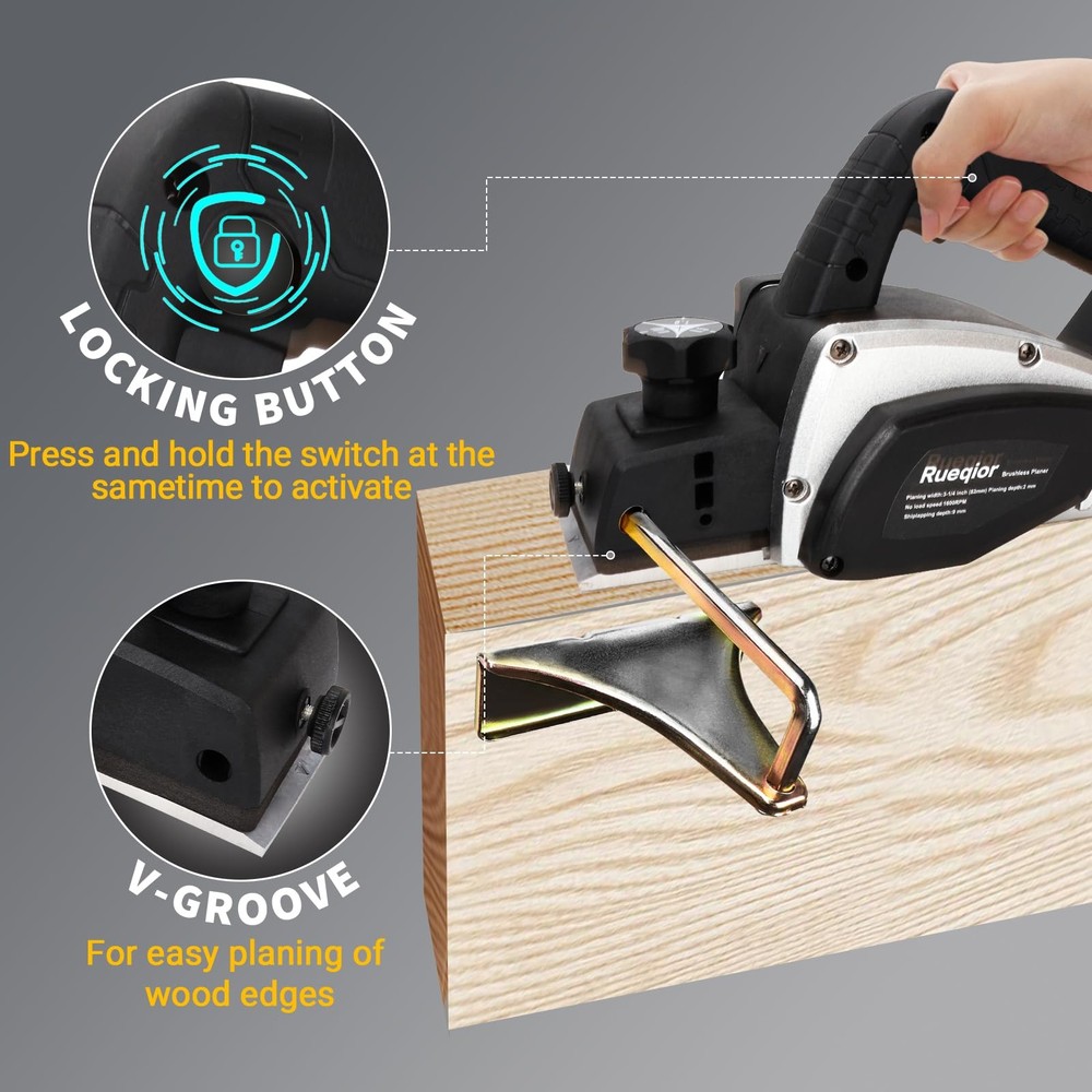 Cordless Handheld Planer Compatible With Dewalt Battery
