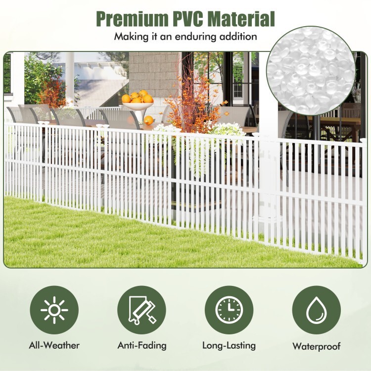 2 Panel Outdoor PVC Air Conditioner Fence w/ 20" Strong Metal Ground Stake White
