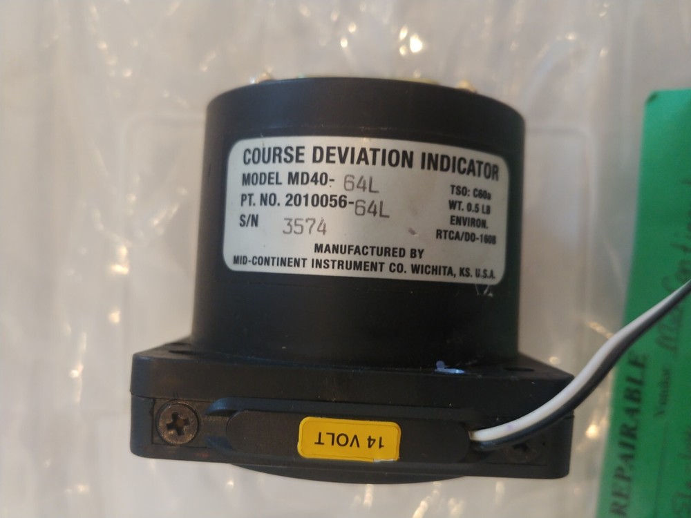 MID-CONTINENT INSTRUMENTS MD40-64L COURSE DEVIATION INDICATOR P/N 2010056-64L