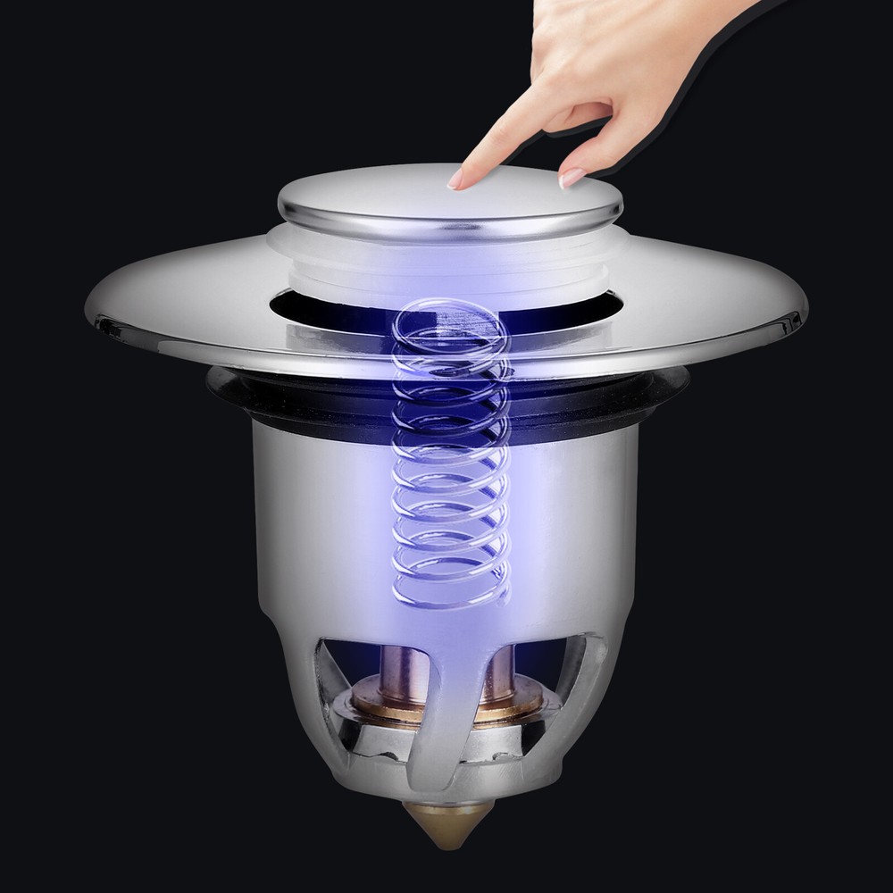 Universal Bathroom Sink Stopper Pop Up Drain Filter Bullet Core Push Plug Bounce