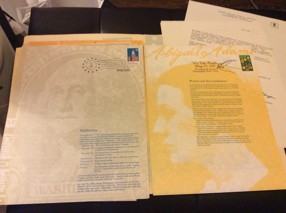 1987 We The People 8.5 X 11 poster pages with Philadelphia pictorial cancels