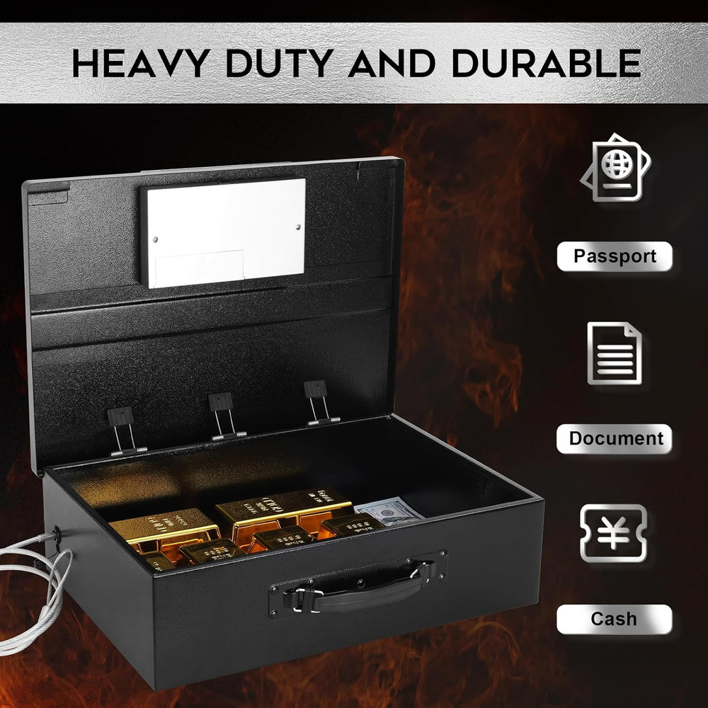Portable Metal Safe Box with Digital Code Lock,Fire Resistant Storage for Docume