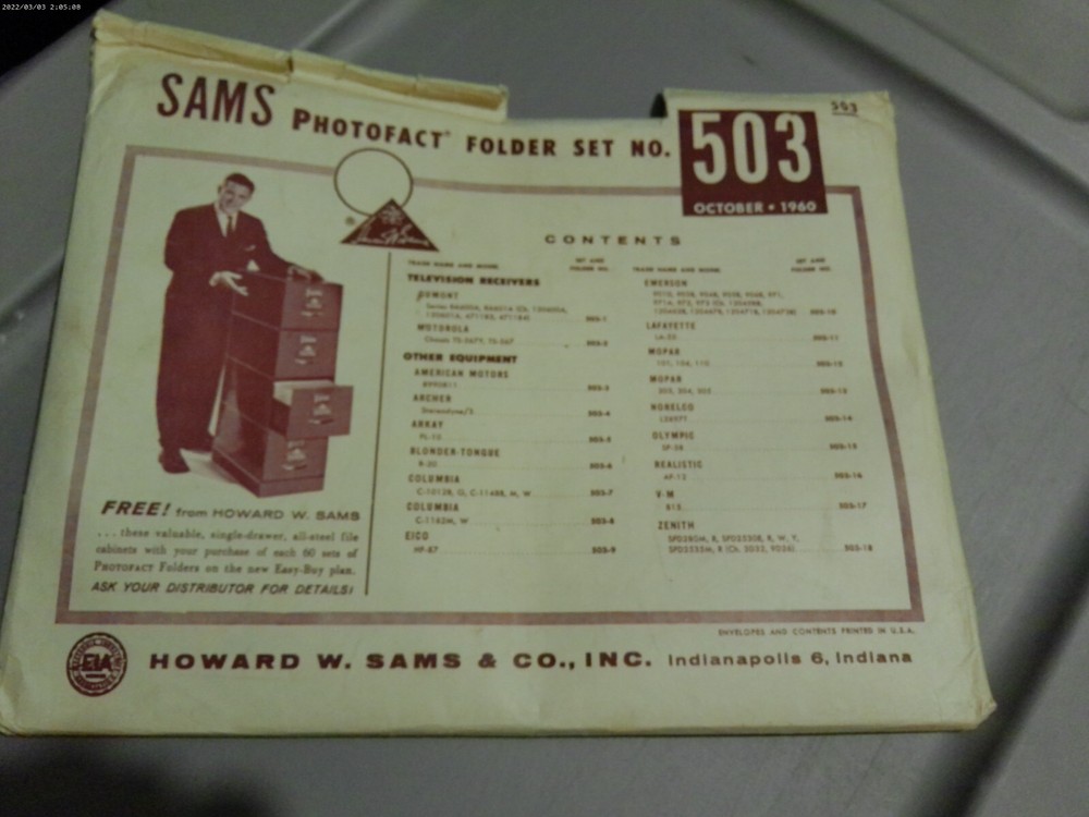 SAMS PHOTOFACT FOLDER SET NO.503