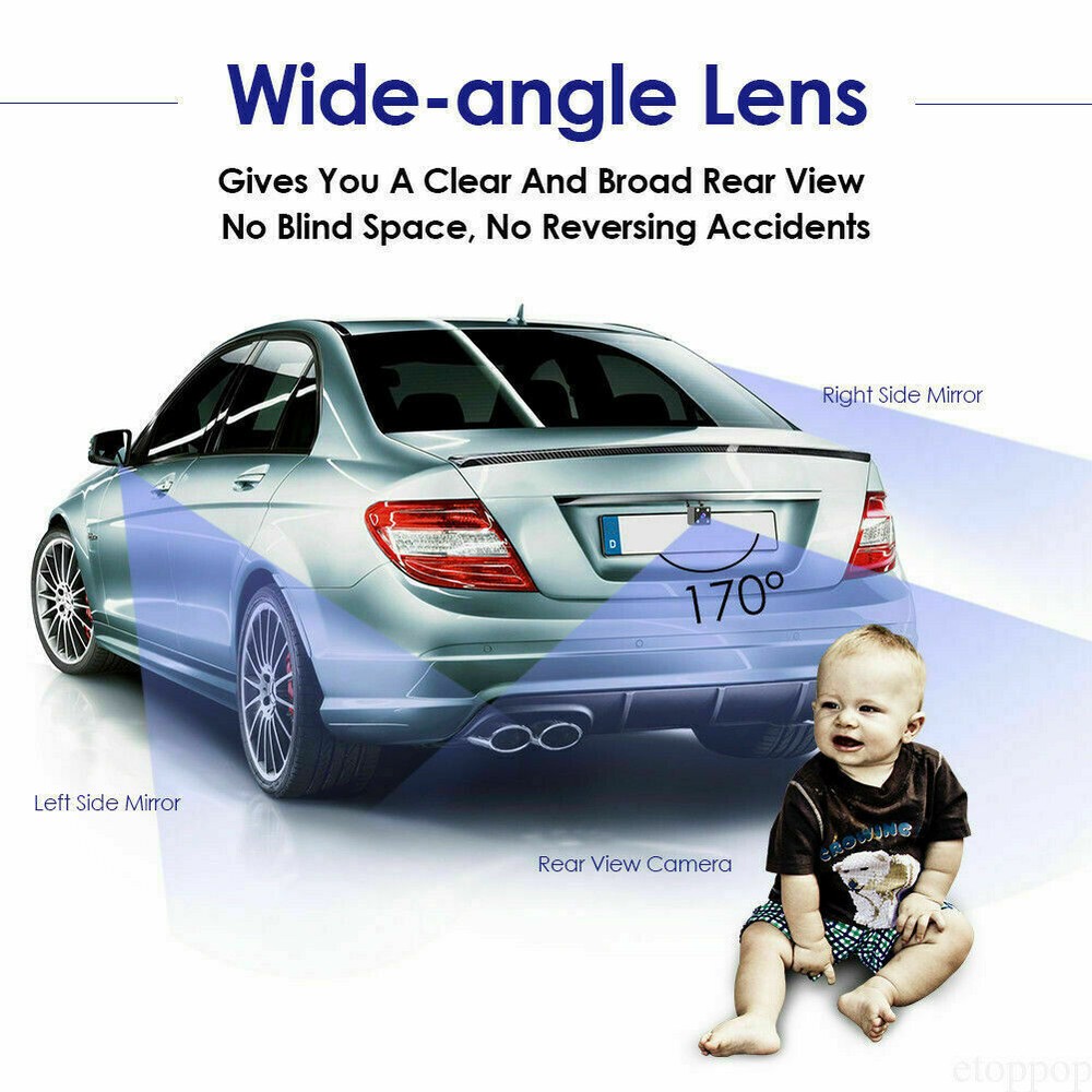 HD Backup Camera Flush Mount Waterproof Rear View Reverse LED Night Vision CMOS