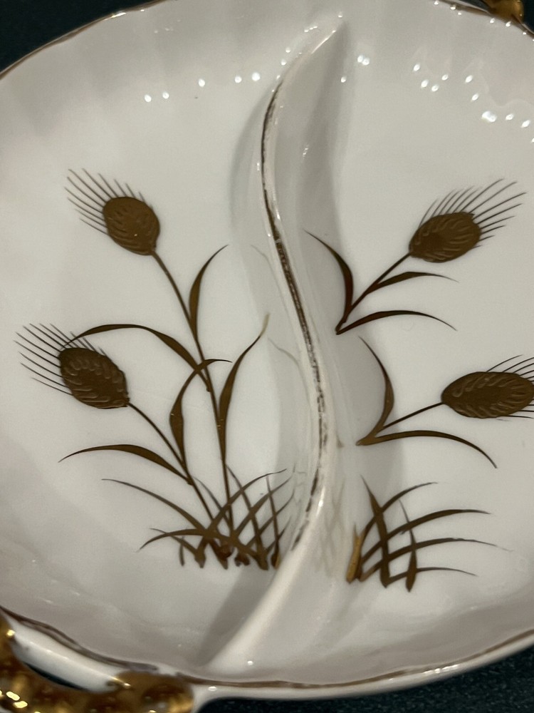 Vintage Trimont Ware Japan Divided Dish Gold Wheat Pattern Pre-owned