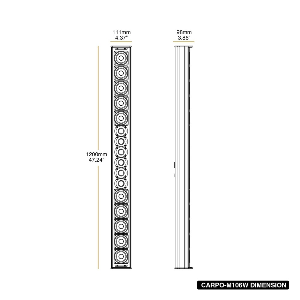 Sound Town Passive Line Array Column Speaker w/ Wall Mount Bracket (CARPO-M106W)
