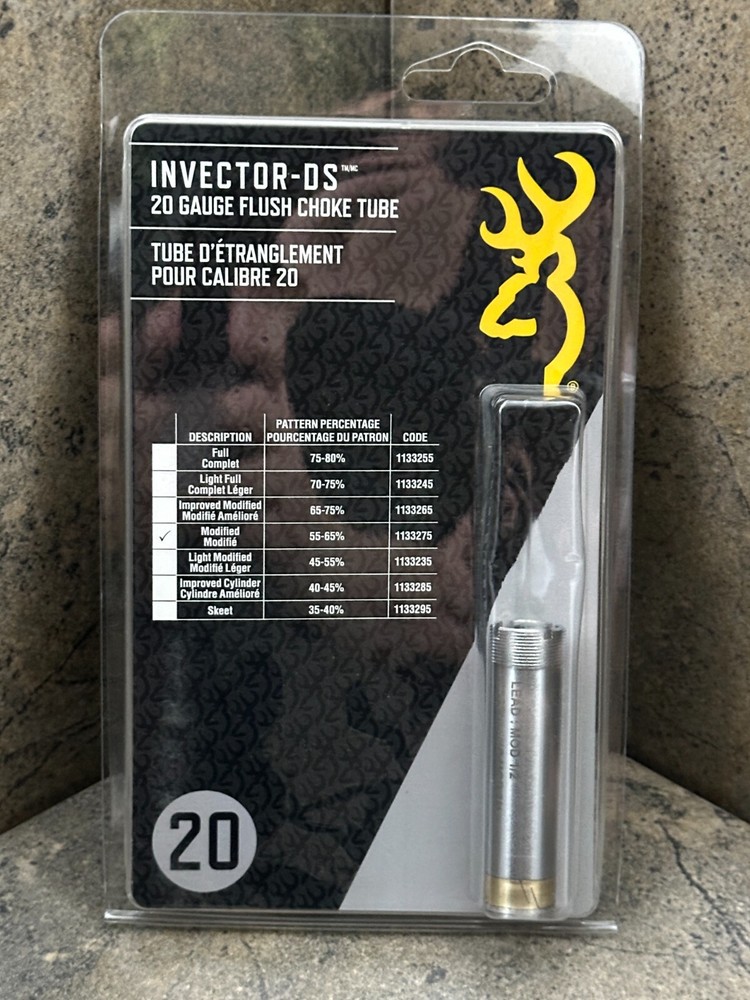 Browning Invector DS Flush Choke Tube for Modified 20 Gauge 1133275
