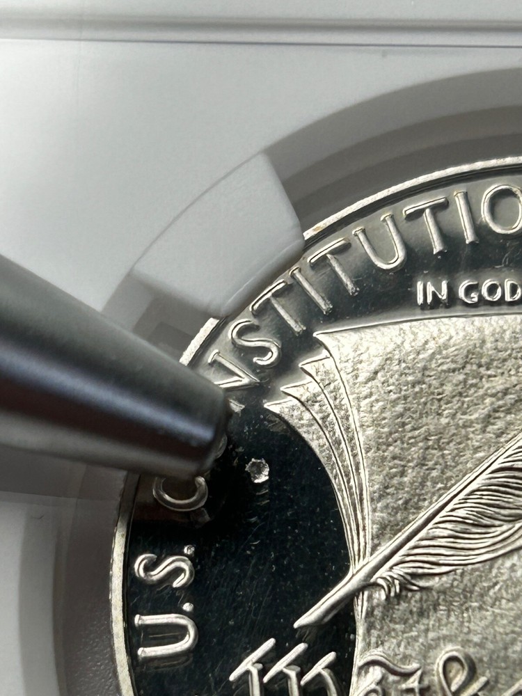 1987 S Constitution Silver Dollar NGC Mint Error PF69 UC Obverse Struck Through