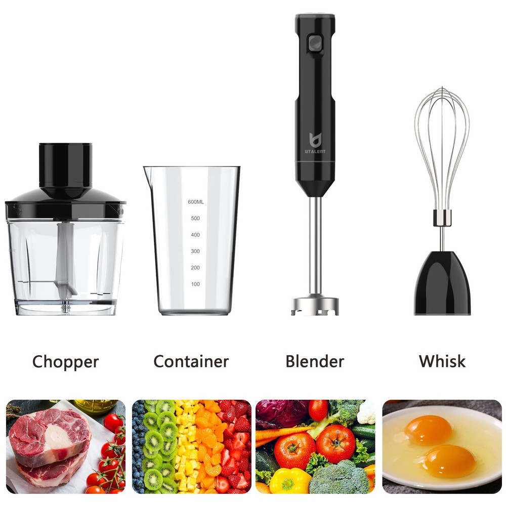 Cordless Hand Blender, Variable Speed Immersion Blender Rechargeable, with 50...