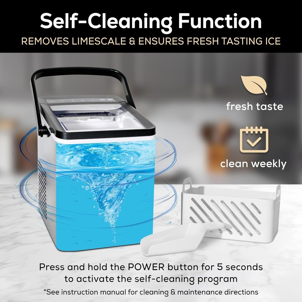Handled Portable Ice Maker with Scoop- Ice Maker with LED Control Panel & 1 Q...