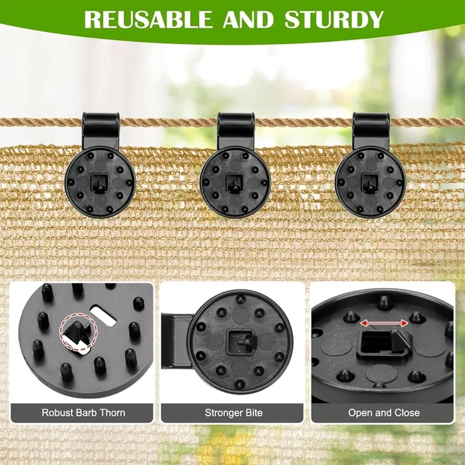 Sun Shade Net Clips (50PCS) - Large Black for Outdoor Garden Use