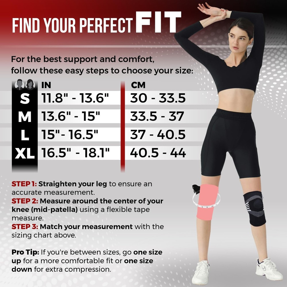 Nordic Lifting Knee Support Brace Compression Sleeves (1 Pair) - Support for ...