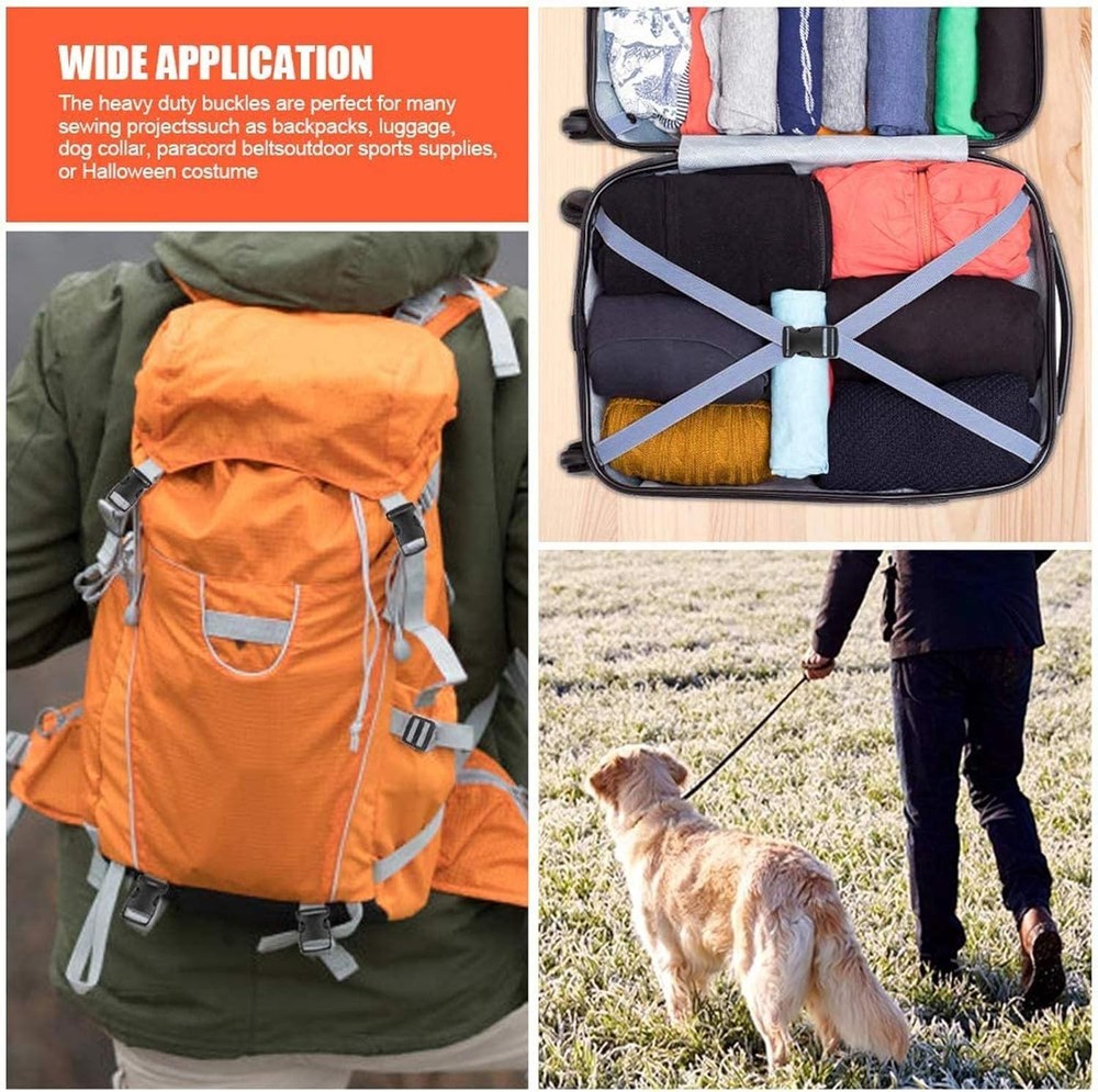 2-Pack 1 Inch Heavy-Duty Side Release Buckles - Quick, Adjustable & Versatile