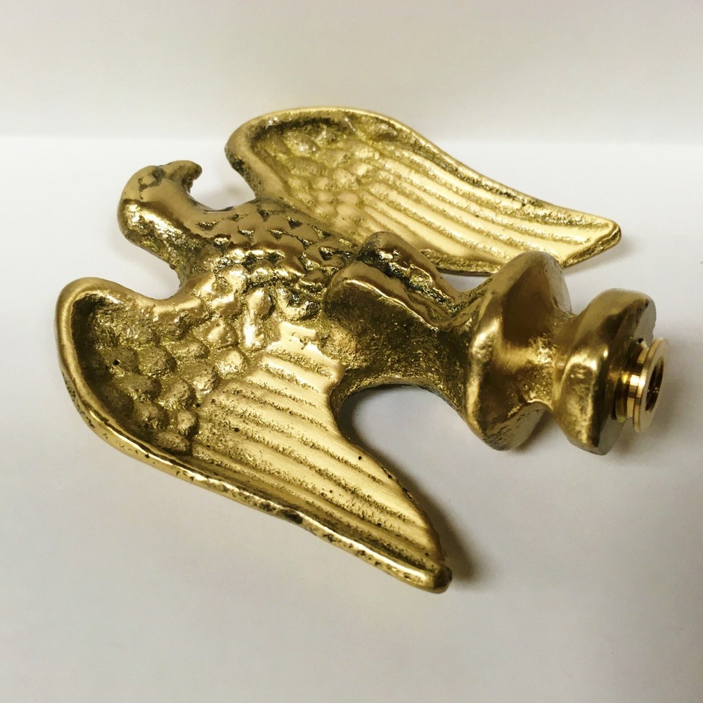 Lamp Finial-Solid Cast BRASS EAGLE, Highly Detailed W/Dual Threads, WB Finish-FS