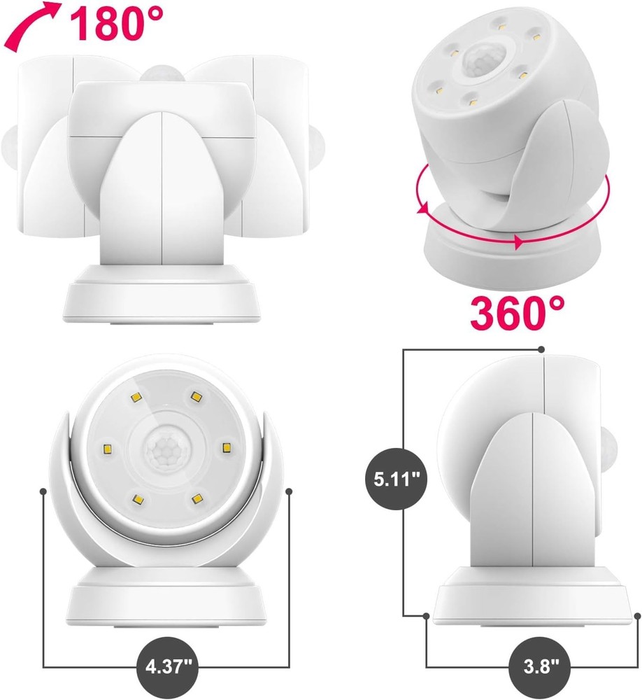 BIGLIGHT Battery Operated Motion Sensor Spotlight, Wireless LED Large, white