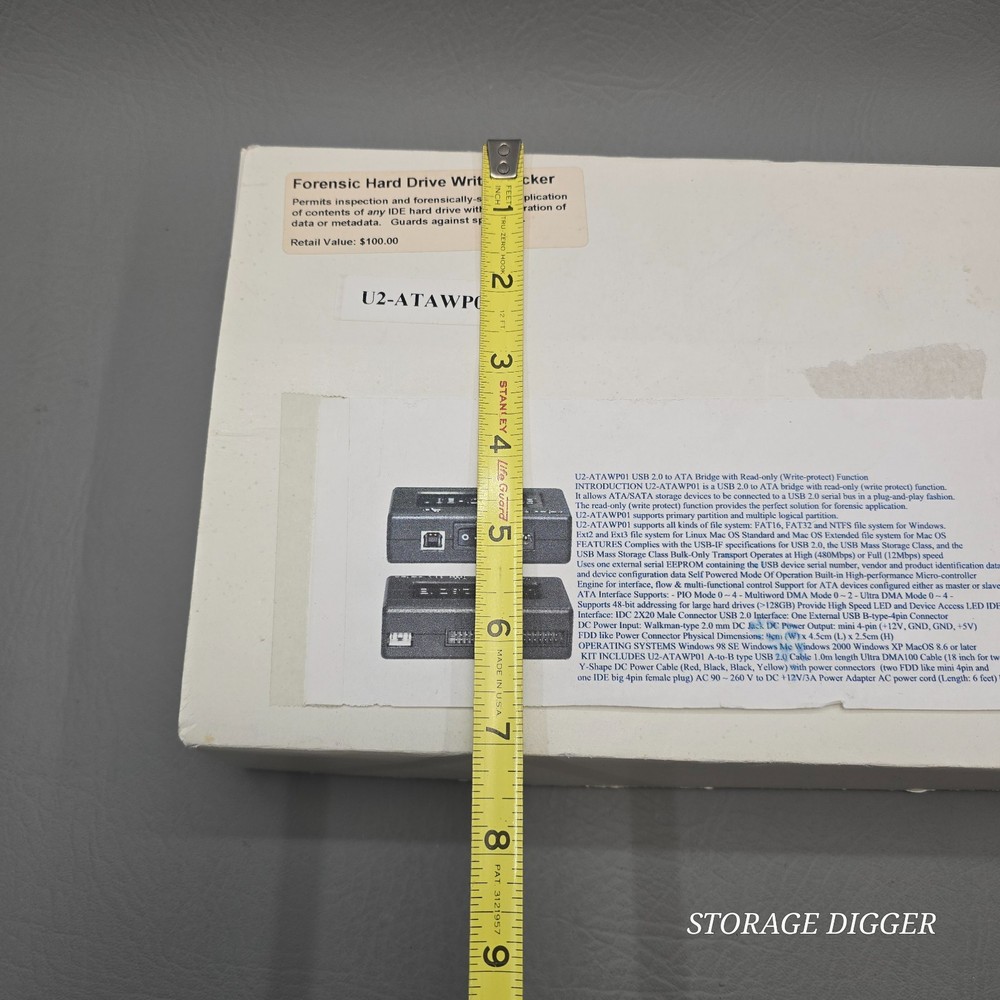 Vintage Forensic Hard Drive Write Blocker U2-ATAWP01, Connected USB2.0, Boxed